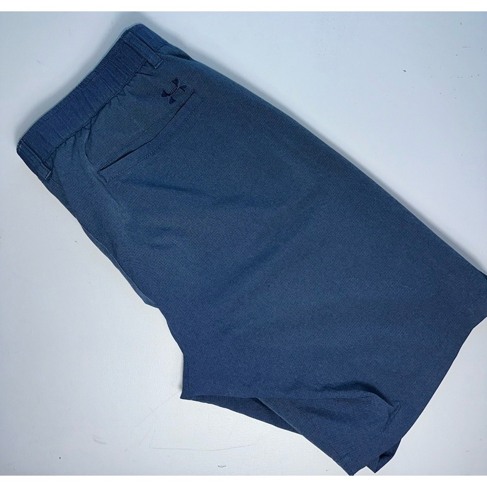Under Armour Golf Shorts Blue Size 36 Vented Stretch WaistBand Heatgear‎ Loose